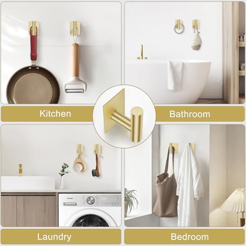 Lairuier Brushed Gold Bathroom Hardware Set, Adhesive or Screw Wall Mounted - Image 4