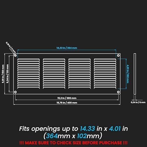 Repa Market 2-Pack Air Vent Cover 16x6 Inch White Galvanized Steel Louvered - Image 2