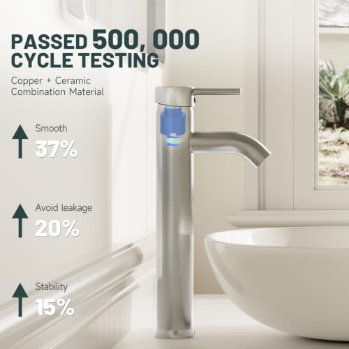Brushed Nickel Bathroom Faucet, Vessel Sink Faucet - Image 3