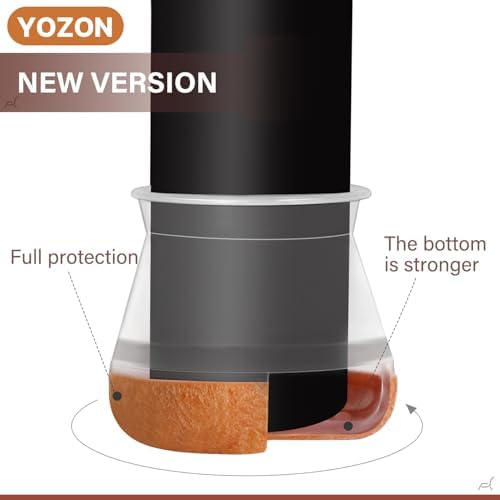 YOZON Chair Leg Floor Protectors Felt Silicone Caps Strengthen Bottom - Image 2