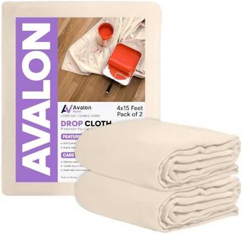 Canvas Drop Cloth for Painting 4x15 feet Pack of 2-8oz Painters Drop Cloths for by Unknown