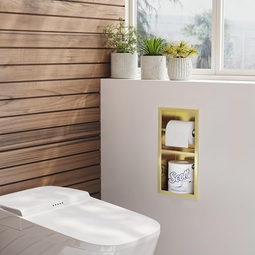 Neodrain Gold Recessed Toilet Paper Holder, Dual Rolls - Image 5