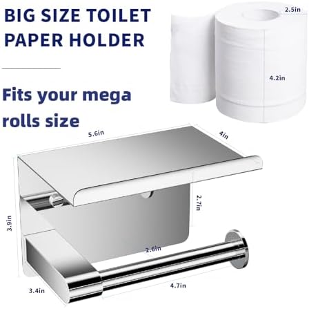 GLNLQ Chrome Toilet Paper Holder Wall Mount, Self Adhesive or Screw-in - Image 2