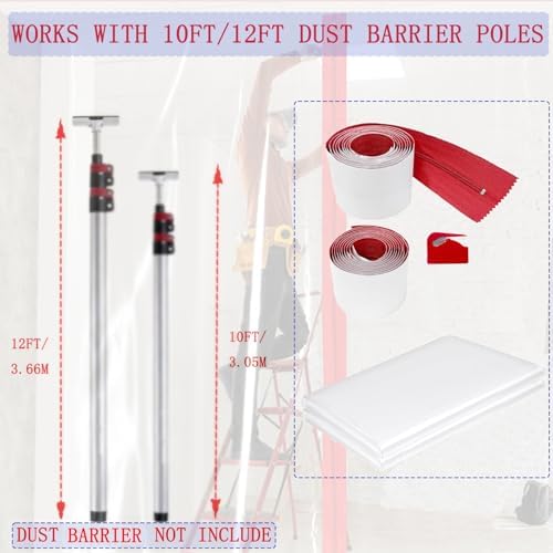 2-Pack Heavy Duty Zipper & 10 * 25Feet Plastic Sheeting - Image 4