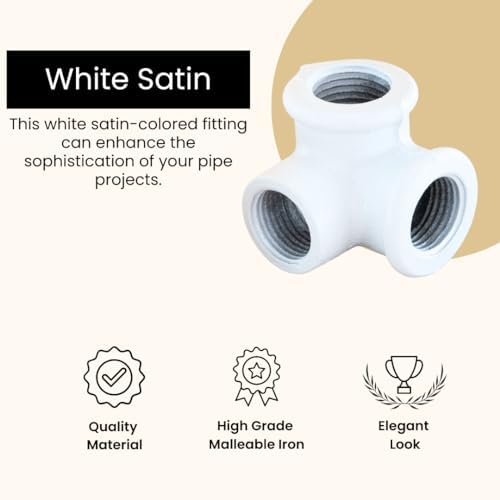 1/2" 3-WAY ELBOW Industrial Threaded Black Iron Pipe Fittings; White Satin - Image 3