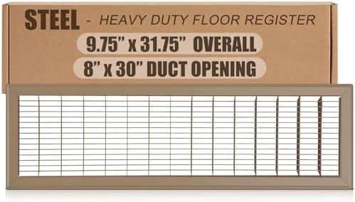 1 Pack 30" x 8" Floor Register Covers, Heavy Duty Steel Walk-on Return Air by Landical