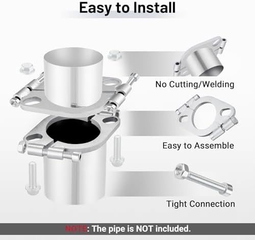 EVIL ENERGY 2 Inch Split Flange Repair Kit, Exhaust Flat Oval Flange Connection - Image 4