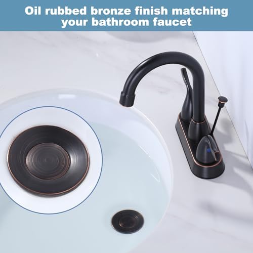 Bathroom Sink Drain with Lift Rod, Oil Rubbed Bronze Sink Drain with Overflow - Image 2