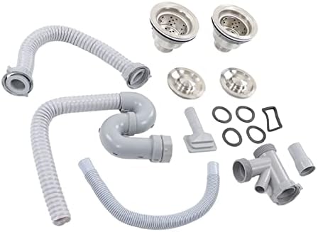 Ymiko Kitchen Sink Drainer Pipe – Stainless Steel Double Sink Drain Kit - Image 5