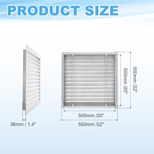PATIKIL 22 x 22 Inch Gable Vent, 20 x 20 Inch Duct Opening Size - Image 2