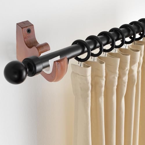 4 Pcs Wooden Curtain Rod Holders Brown Wood Curtain Rod Support Brackets Hangers - Image 4