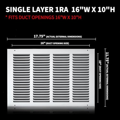 16x10 Return Air Grille, Air Return Vent Cover, Flat Vent Cover, Rejillas De - Image 2