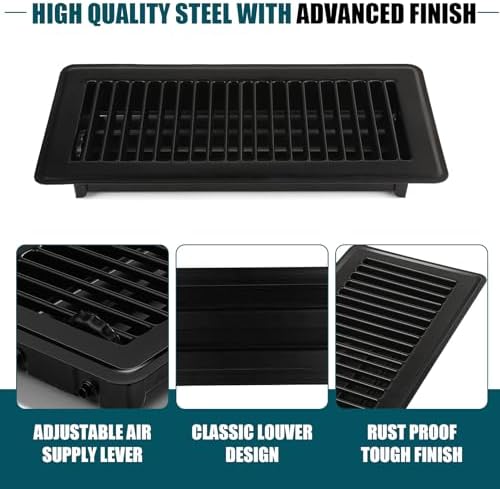 VOISEN Floor Register 4x10, 12 Pack Black Floor Vent Covers - Image 6