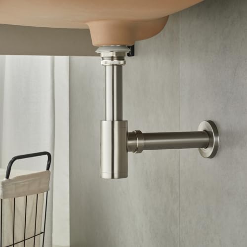 Solid Brass Bathroom Sink P-Trap Complete Set, Adjustable 1-1/4 Bottle Trap - Image 2