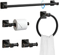 SUS304 Stainless Steel Bathroom Hardware Set, 5-Piece Matte Black Wall Mounted by Unknown
