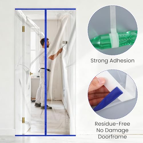Dust Barrier Door Kit Construction Door Barrier 4'W x 7.5'H Reusable Plastic - Image 4