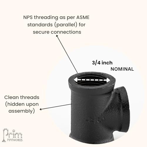 Tee 3/4" Pipe Fitting – Industrial Threaded Black Iron Pipe Fitting - Image 2