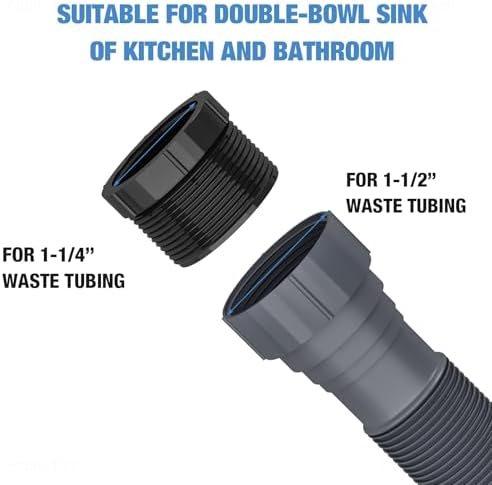 NiHome Kitchen Sink Drain Kit P-Trap 1-1/2" 1-1/4" Flexible Pipe - Image 2