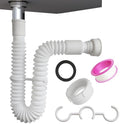 White Flexible Expandable Bathroom P Trap, 1 1/4 to 1 1/2 Sink Drain Adapter by Unknown