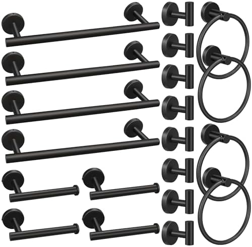 20pcs Bathroom Hardware Set, Matte Black Bathroom Hardware Set, Including 16" by RUBY.Q