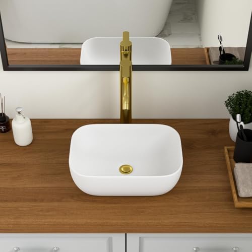 Logmey 18 Inch Bathroom Sink 18x14 Countertop Vessel Sink Rectangular Large - Image 3