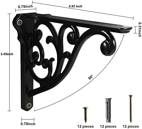Khtumeware Ornate Decorative Shelf Brackets, 5-inch Small wall Mounted Shelving - Image 2