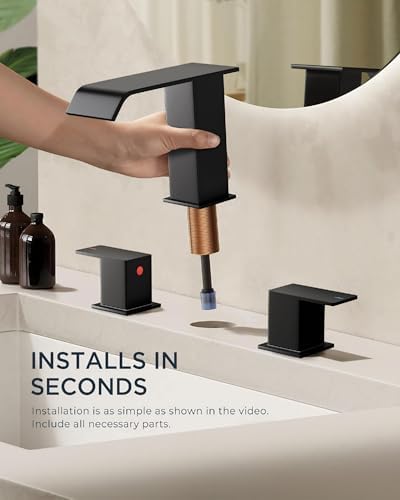 FORIOUS Bathroom Faucet 3 Hole 8" Widespread Sink Faucets Matte Black - Image 3
