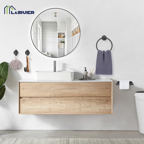 Matte Black Bathroom Hardware Set, Toilet Paper Holder, Towel Ring & Hooks - Image 7
