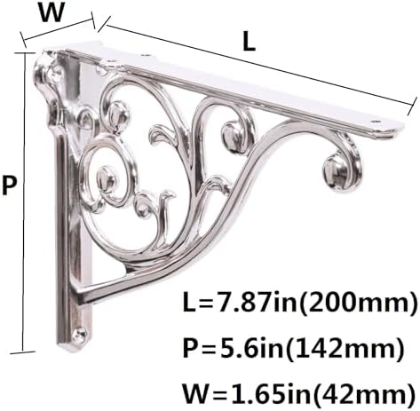 Khtumeware Polished Nickel Shelf Bracket 8 Inch, 4 Pack Decorative Brackets - Image 2