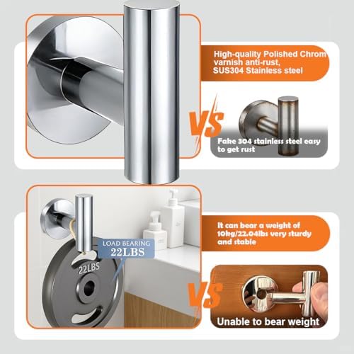 5 Pieces Bathroom Hardware Accessories Set Polished Chrome, 24Inch RoundTowel - Image 6