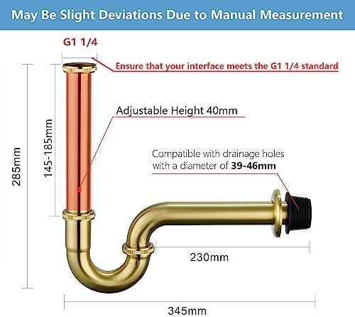 Thickened Brass P Trap: 1 1/4 Bottle P-Trap Bathroom Sink - Image 2