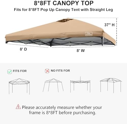 8x8 Replacement Top Pop Up Canopy Tent Cover Roof - Image 2