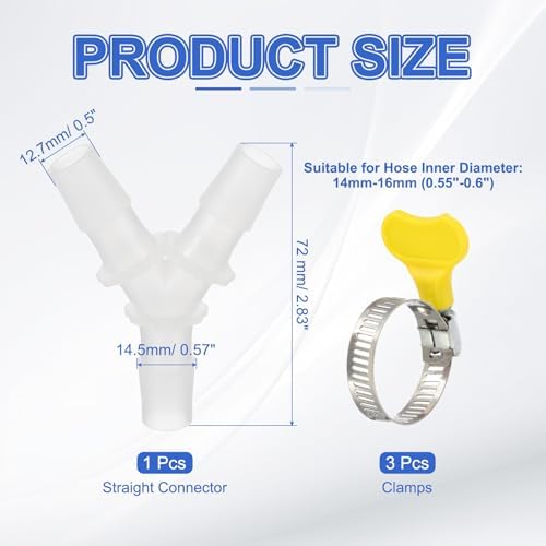PATIKIL Drain Hose Connector 3-Way Washing Machine Plastic Drain Hose Extension - Image 2