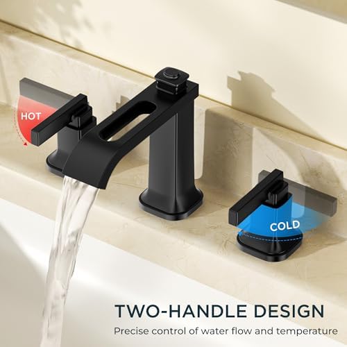 FORIOUS Bathroom Faucet 3 Hole Widespread Sink Faucets Matte Black - Image 6