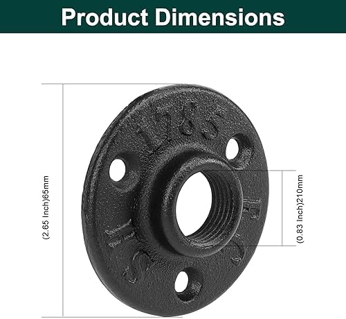 Industrial Pipe Floor Flange, Heavy Duty Malleable Iron Pipe Fittings, Wall - Image 2