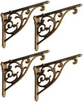 Shelf Brackets 4 Inch 4 Pack Heavy Duty Antique Brass Wall Bracket Victorian by khtumeware