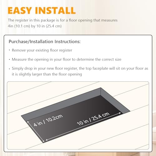 4 Pack Floor Vent Covers, Floor Register 4" x 10", Adjustable Decorative Vent - Image 5