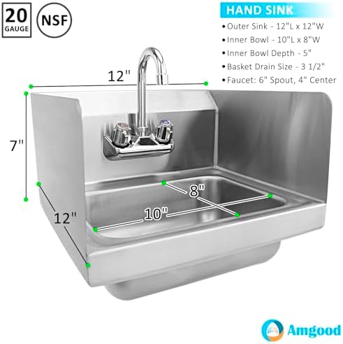 AmGood Stainless Steel Wall Mount Hand Sink - Image 2