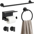 Wall Mounted Matte Black Bathroom Hardware Accessories Set by HELLKOPF