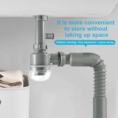 Kitchen Sink P-Trap Kit, 1-1/2 Inch Adjustable Drain Pipe - Image 7