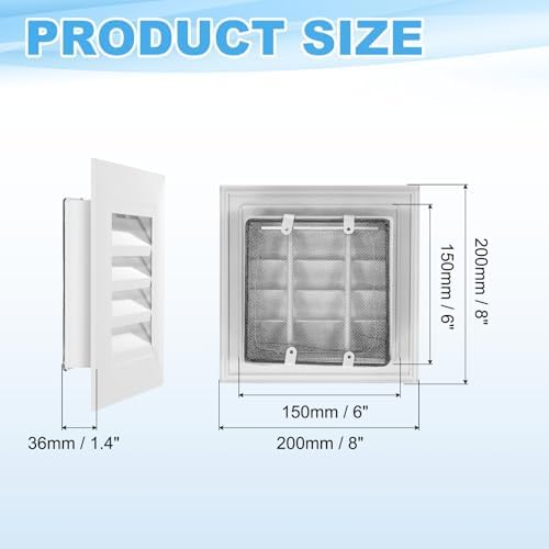 PATIKIL 8 x 8 Inch Gable Vent, 6 x 6 Inch Duct Opening Size - Image 2