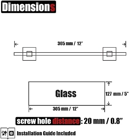JQK Bathroom Glass Shelf Black, Tempered Glass Shower Storage 12 by 5 inches - Image 3