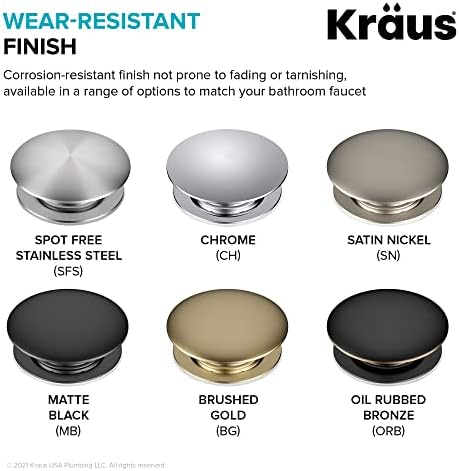 KRAUS Pop-Up Drain for Bathroom Sink Without Overflow in Spot-Free Stainless - Image 7