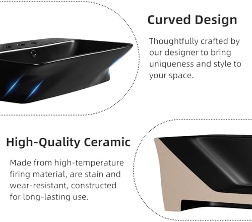 24''W x 17''D Matte Black Floating Sink - Image 5