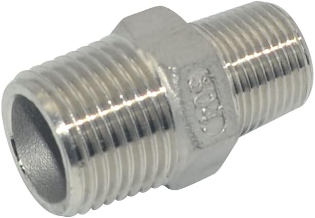 1/2" x 3/8" Male Threaded Reducing Nipple Fitting/Adapter, Stainless Steel - Image 4