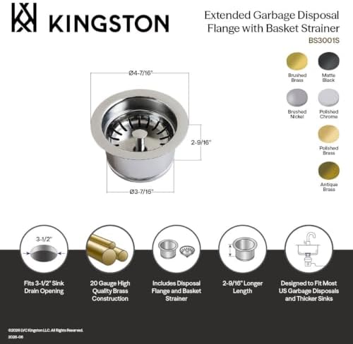 Kingston BS3007S Made to Match Garbage Disposal Flange, Brushed Brass - Image 3