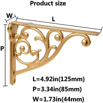 Gold Shelf Brackets 5 Inch 4PCS Heavy Duty Antique Wall Bracket Baroque Kitchen - Image 3