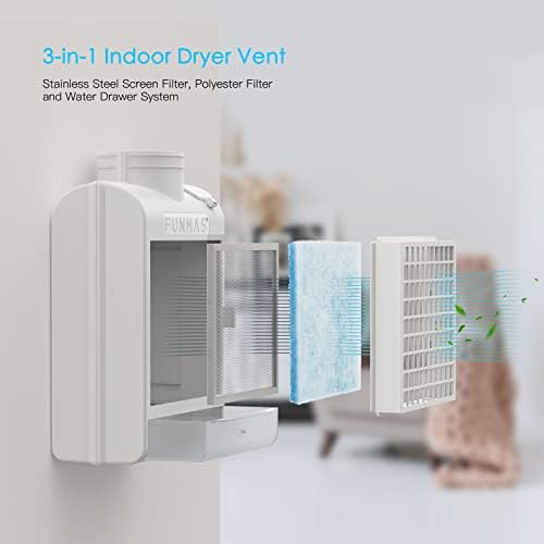 FUNMAS 3-in-1 Indoor Dryer Vent, Stainless Steel Screen Filter, Polyester - Image 2