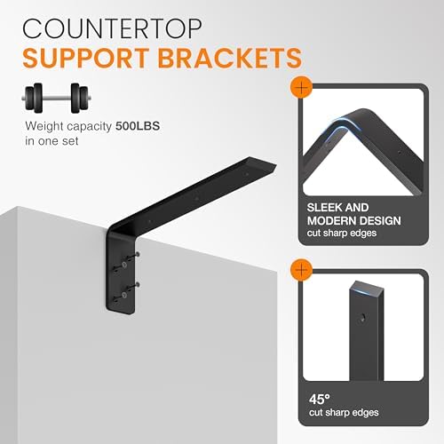 BATODA 16” Countertop Support Steel Brackets, Heavy Duty L Bracket - Image 3
