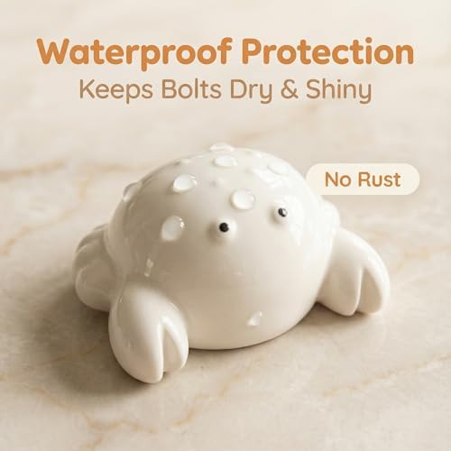 2 Pack Toilet Bolt Caps, Ceramic White Cute Crab, Decorative Bathroom - Image 5